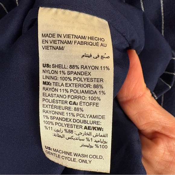 Chico's Blue Stripe Pearl Button Blazer Jacket - Picture 7 of 9